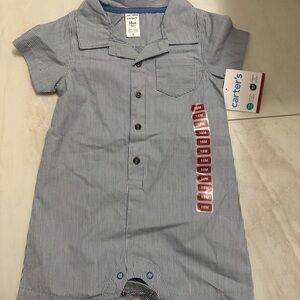 Carter's Navy and White Striped Romper